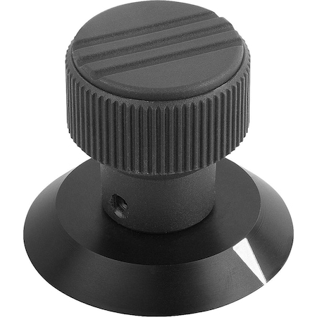 Knurled Knob W Arrow Size:1, D1=21, H=26,5, D=5, Plastic Black Ral7021, Comp:Aluminum, Cap:Black